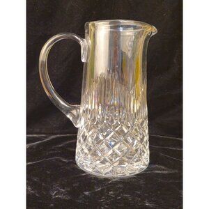 Vintage Clear Cut Glass Pitcher With Handle & Spout - Diamond & Vertical Pattern